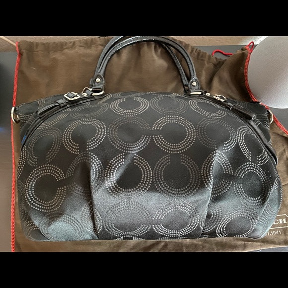 Large Black Coach Bag Purse Tote Excellent - Picture 6 of 15